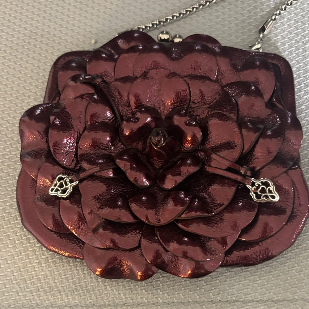 Brighton Rosalee Elegant Burgundy Floral Clutch